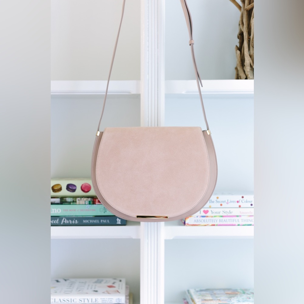 Cuyana Suede Leather Crossbody Bag — Pink
